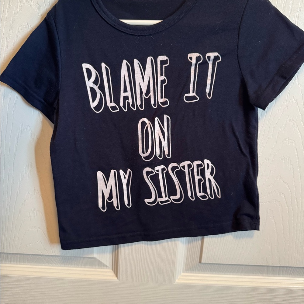 SHEIN Navy Blue 'Blame It On My Sister' Tee